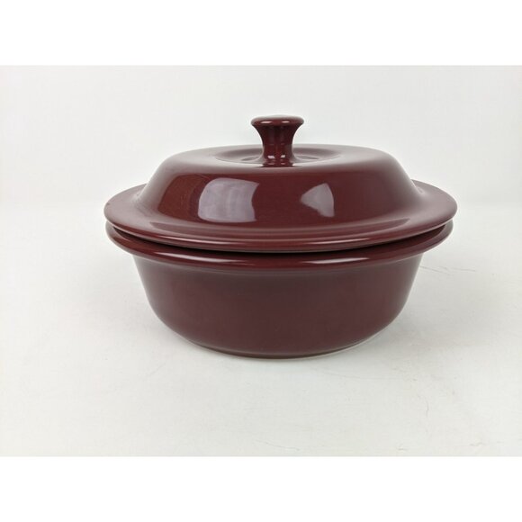 Pampered Chef Stoneware 6 cup 1.5 L Round Cranberry Covered Casserole Baker 1153 - Picture 2 of 13
